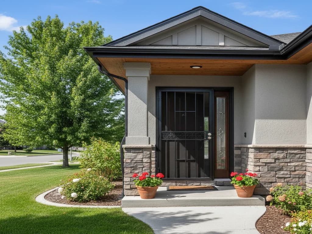 Steel security door installed on a home entrance — Security Doors in Eagle, Ada County, Idaho