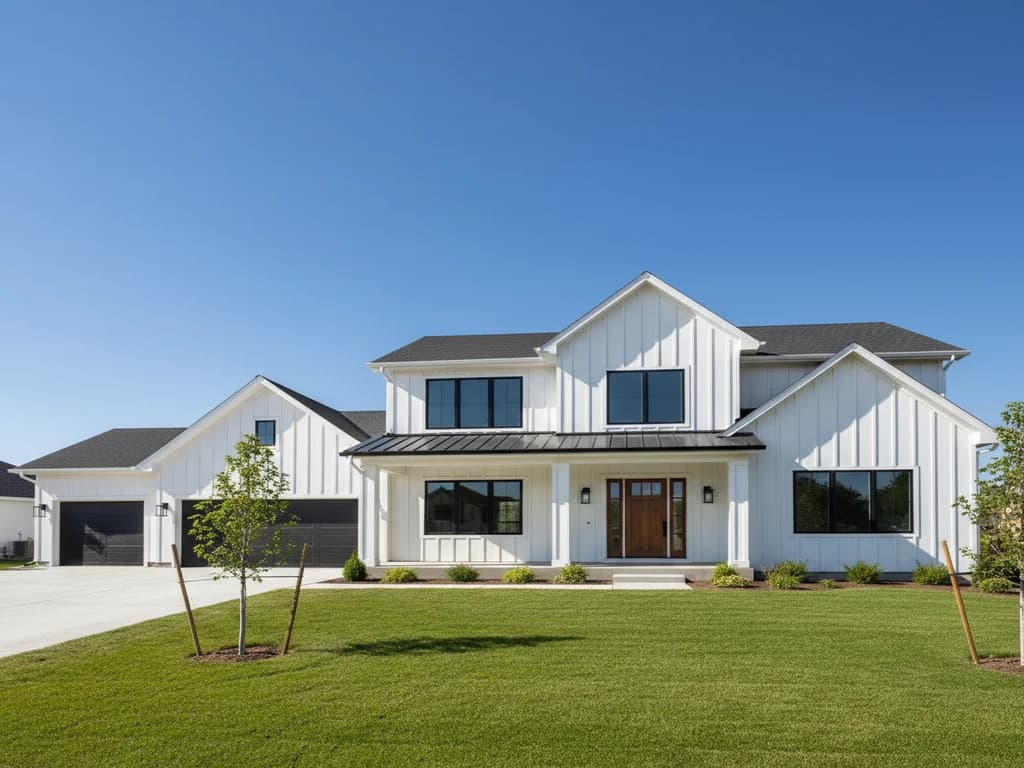Vertical board and batten siding on a modern farmhouse exterior — Board & Batten Siding, Treasure Valley Idaho