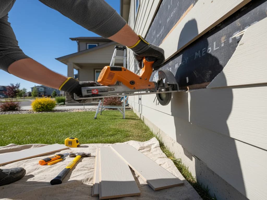 Contractor replacing a damaged section of lap siding on a house — Siding Repair, Treasure Valley Idaho
