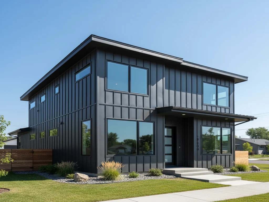 Modern metal panel siding on a contemporary home exterior — Steel & Metal Siding, Treasure Valley Idaho